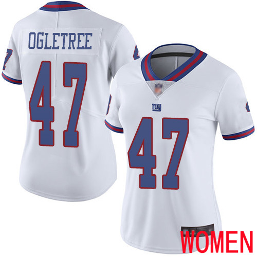 Women New York Giants 47 Alec Ogletree Limited White Rush Vapor Untouchable Football NFL Jersey